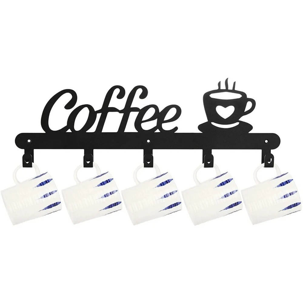 Coffee Tea Holder - Wandmontierter Metall-Kaffeetassenhalter, Mantel-, Hut- und Schlüsselhaken-Organizer,