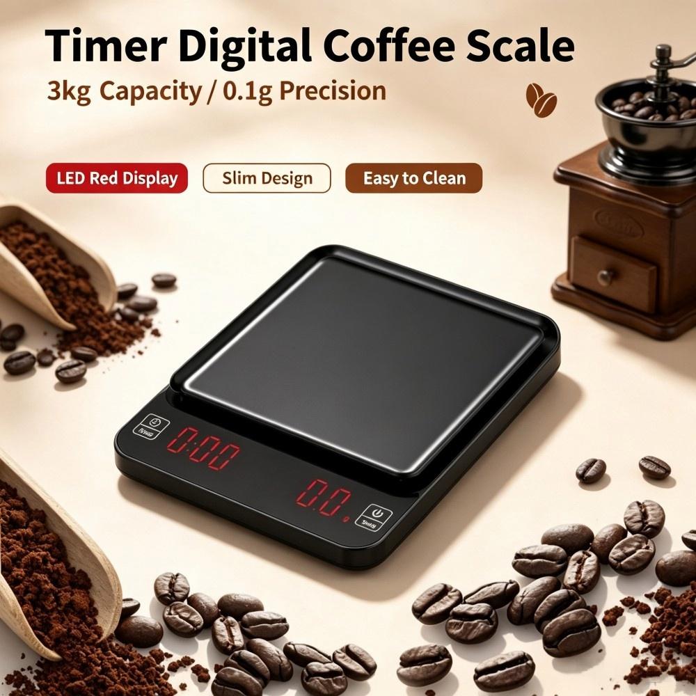 Coffee & Tea Restaurant - 3kg/0,1g Hochpräzise Digitale Kaffeewaage, LED Tragbare