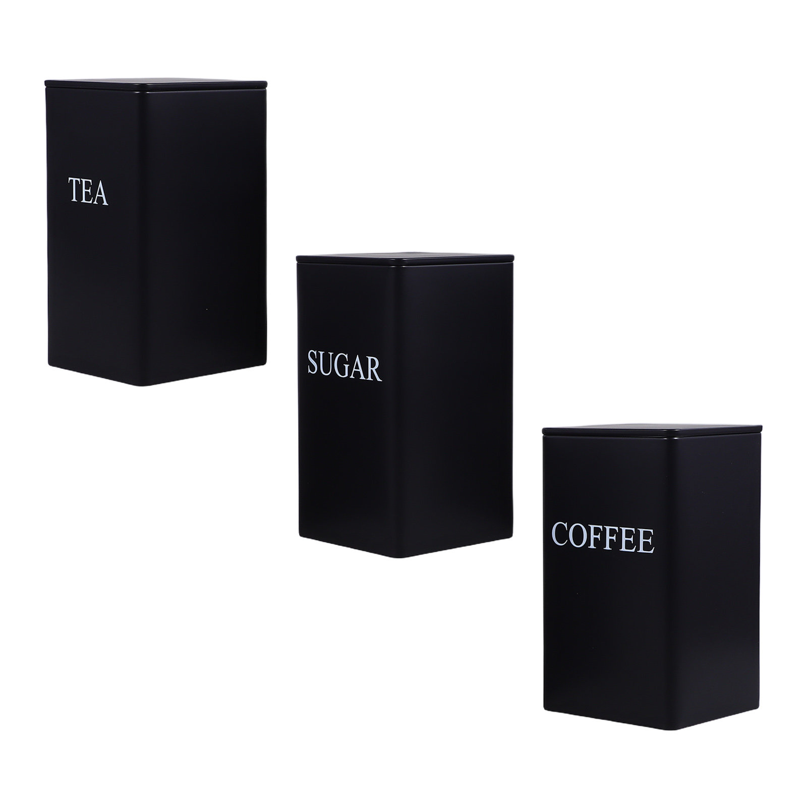 Coffee Tea Organizer - 3-teiliges Küchen-Aufbewahrungsset aus Metall, quadratische, luftdichte