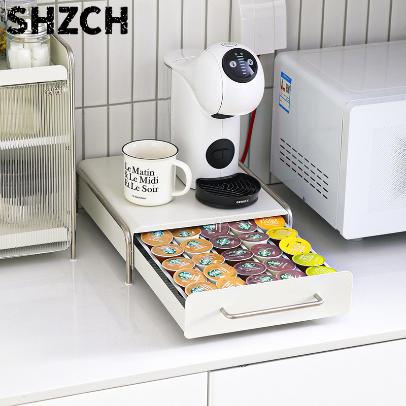 Coffee Tea Organizer - Kaffeekapselhalter, INS-Style Schubladenorganizer für Küchentheke, Teebeutel-Aufbewahrungsbox,