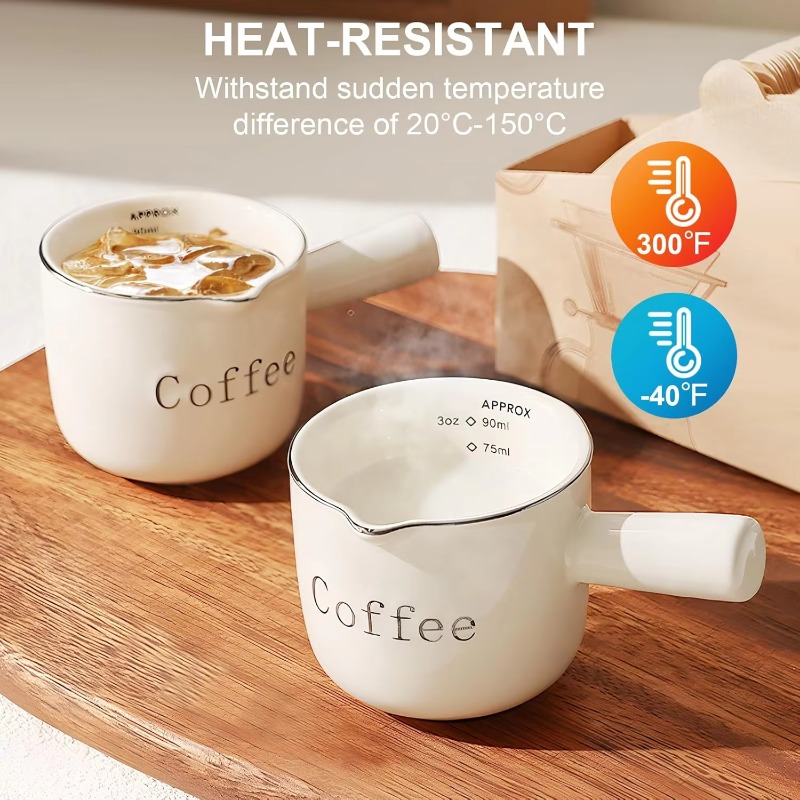 Coffee Tea Cup - Mini-Keramik-Kaffeetasse mit Henkel, V-förmiger Ausgießer, Milchtasse,