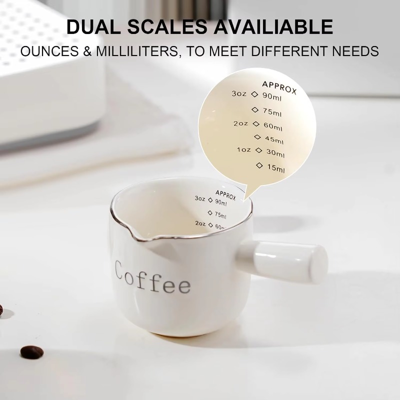 Coffee Tea Cup - Mini-Keramik-Kaffeetasse mit Griff, V-förmiger Auslauf, Milchbecher,