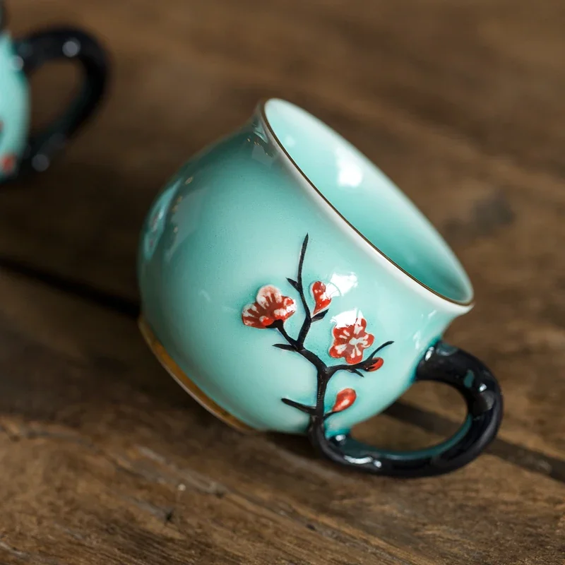 Coffee Tea In Chinese - Chinesische handgemachte Pflaumenmuster Keramik Teetasse kleine