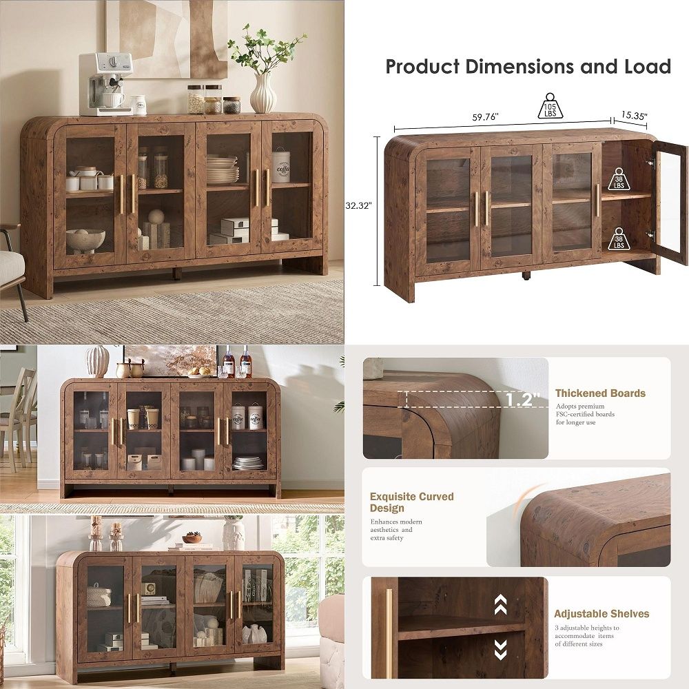 Coffee & Tea Restaurant - Sideboard-Buffetschrank mit Stauraum, Sideboard-Schrank mit verstellbaren