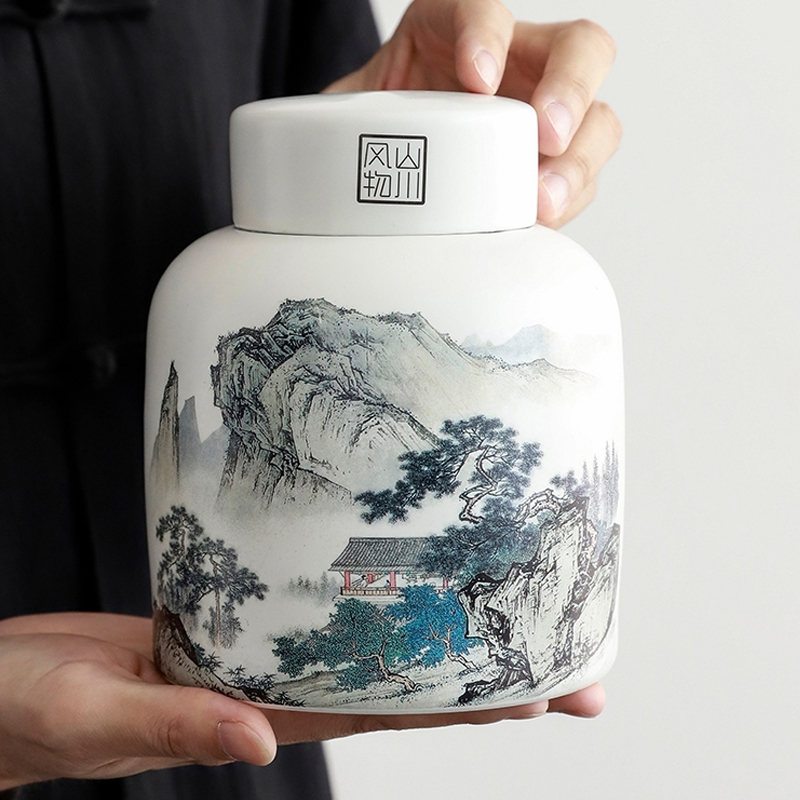 Coffee Tea In Chinese - Chinesische Landschaft Teekanne mit Deckel Retro