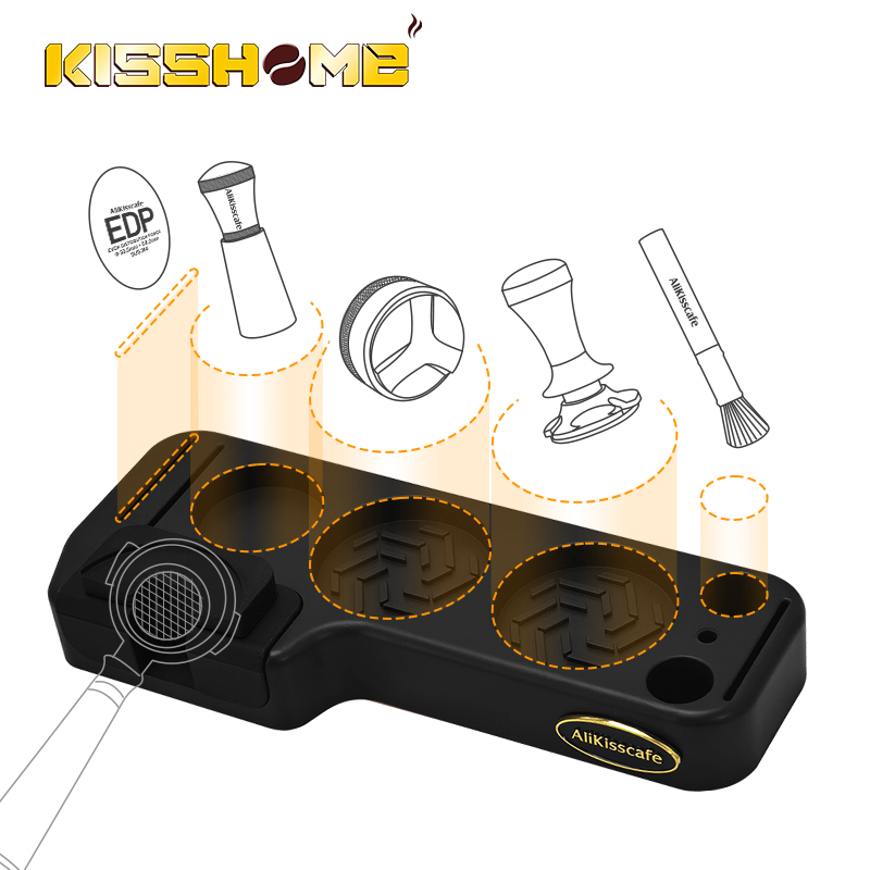 Coffee Tea Holder - Alikisscafe Kaffee-Tampingstation-Matte Siebträgerhalter Ständer Barista-Stützplatte Delonghi