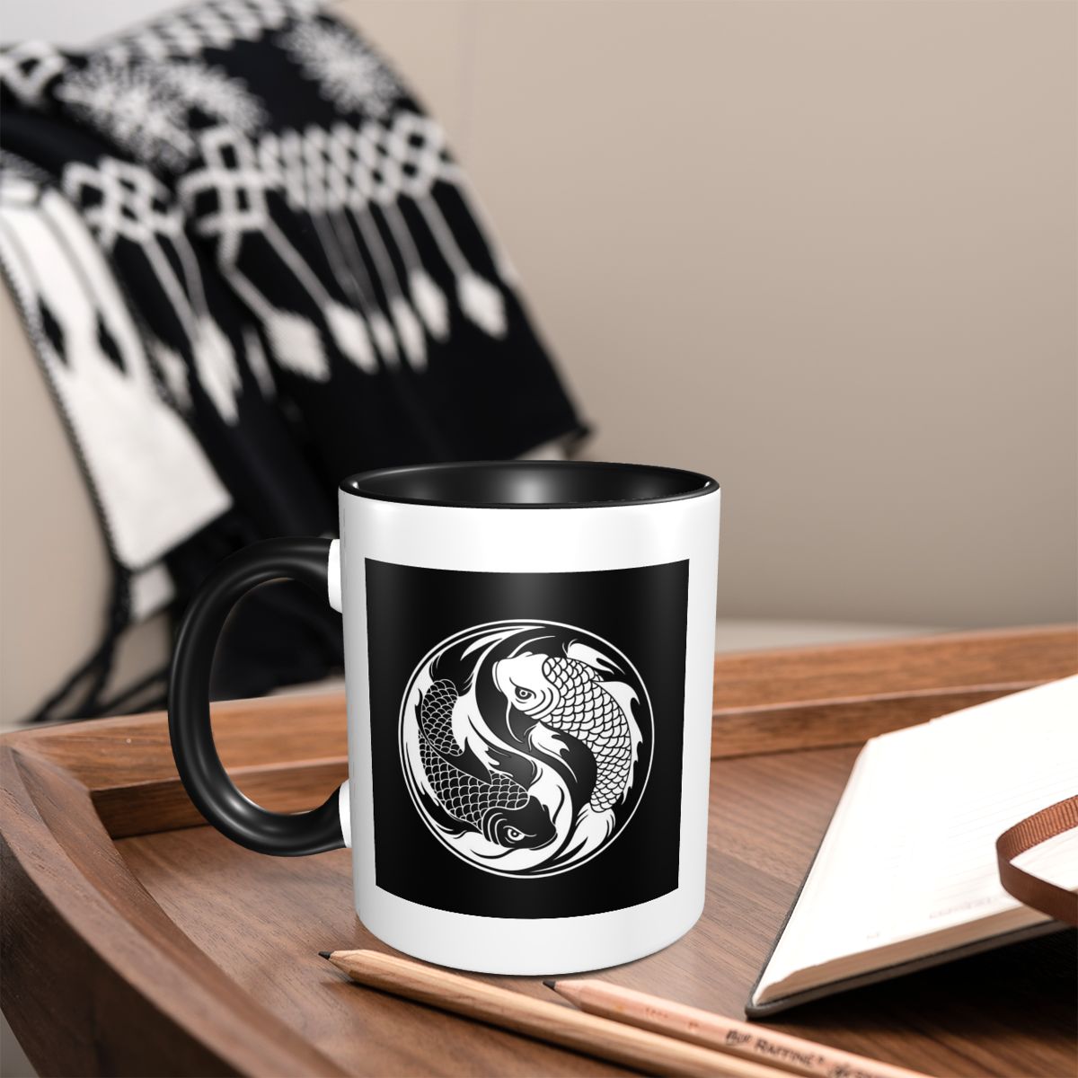 Schwarz-weiße Yin Yang Koi-Fis – Coffee Tea Yin Yang Bewertung und Preis